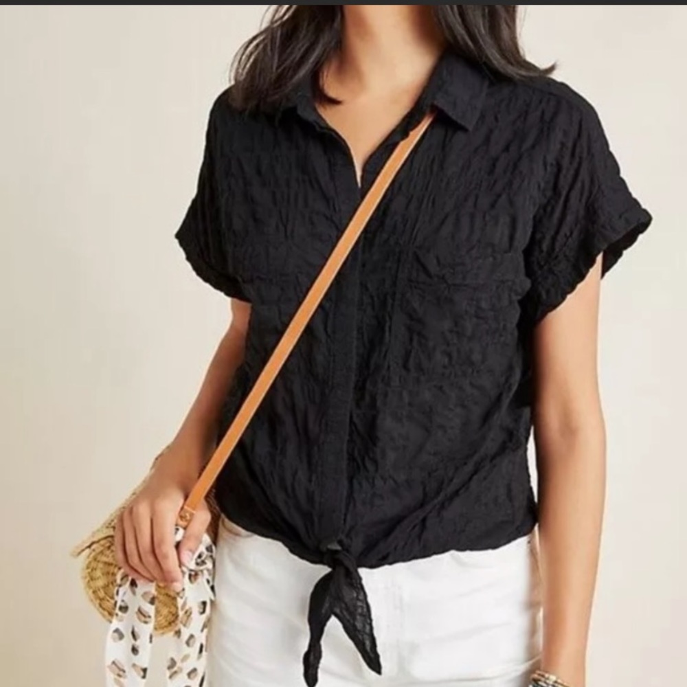 Cloth & Stone Anthropologie Women’s Crinkle tie Front Shirt/size XS